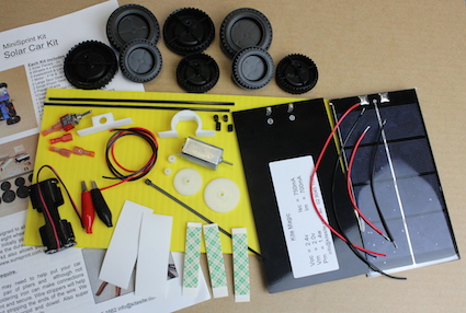 Parts to build a model solar car
